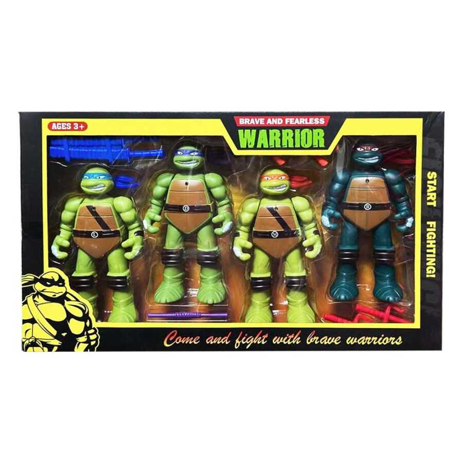 Close-up of detailed turtle designs and unique weapon accessories.