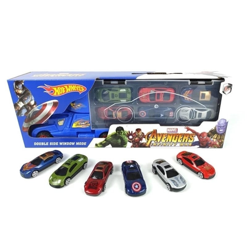 Avengers Infinity War Hot Wheels Transporter Truck with 6 Diecast Cars