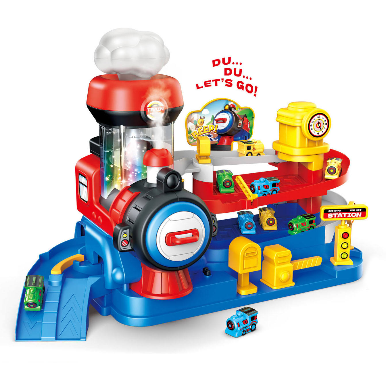 Spray Steam Train Station Playset
