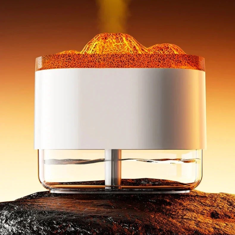 Volcano Humidifier - 300ml، 7 رنگین گراڈینٹ لائٹ، دو سپرے موڈ