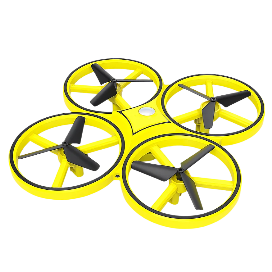Yellow and black drone on a white background