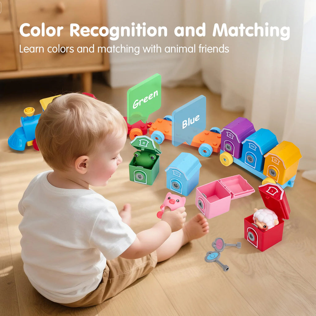 Montessori Train Set with Farm Animals