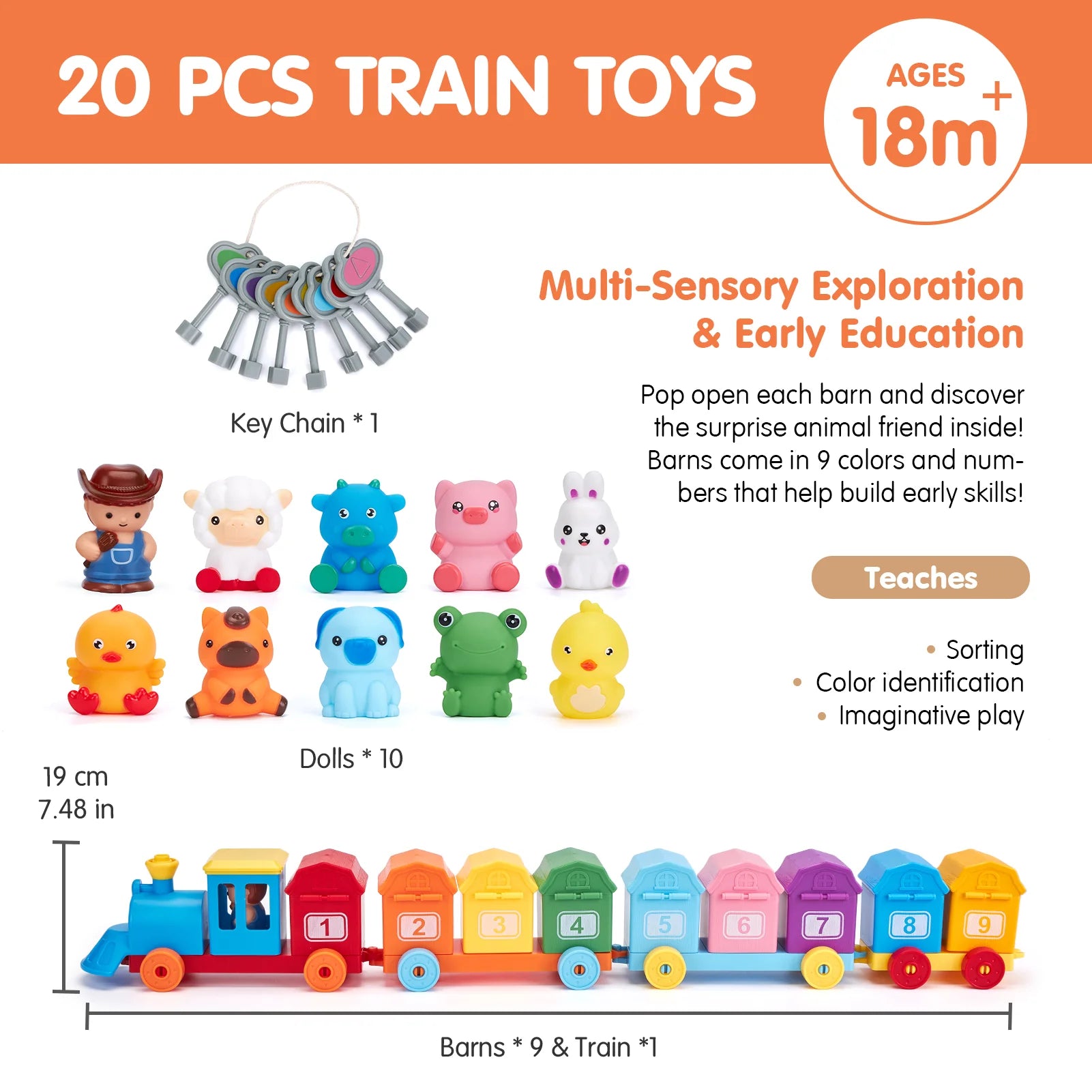 Montessori Train Set with Farm Animals