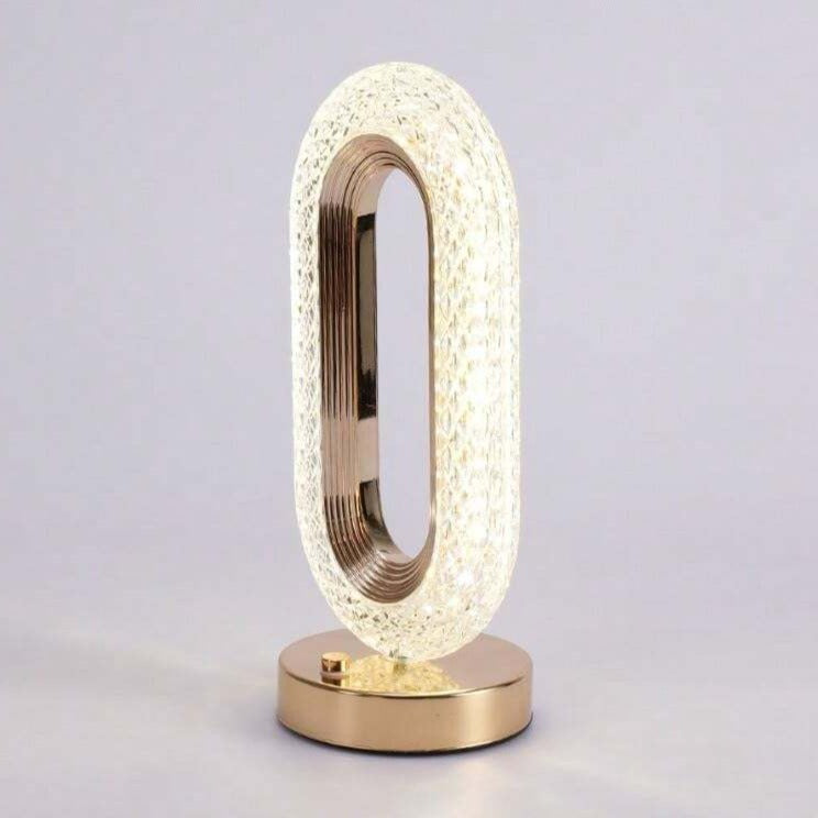 Compact Crystal Table Lamp measuring 12cm in width and 26cm in height, perfect for bedside tables and desks, offering versatile charging options.