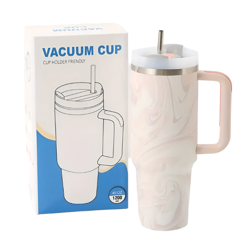 Stainless Steel Vacuum Flask with Straw - 40 oz
