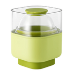 Green kitchen appliance with a clear lid on a white background