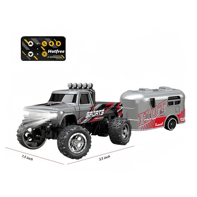 Toy truck with trailer on a white background, featuring Hotfree branding.