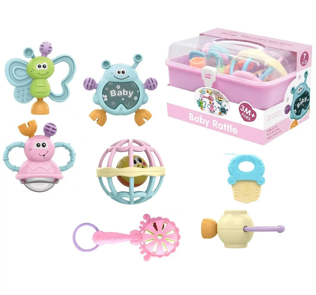 7 Pcs Baby Rattle Teether Set