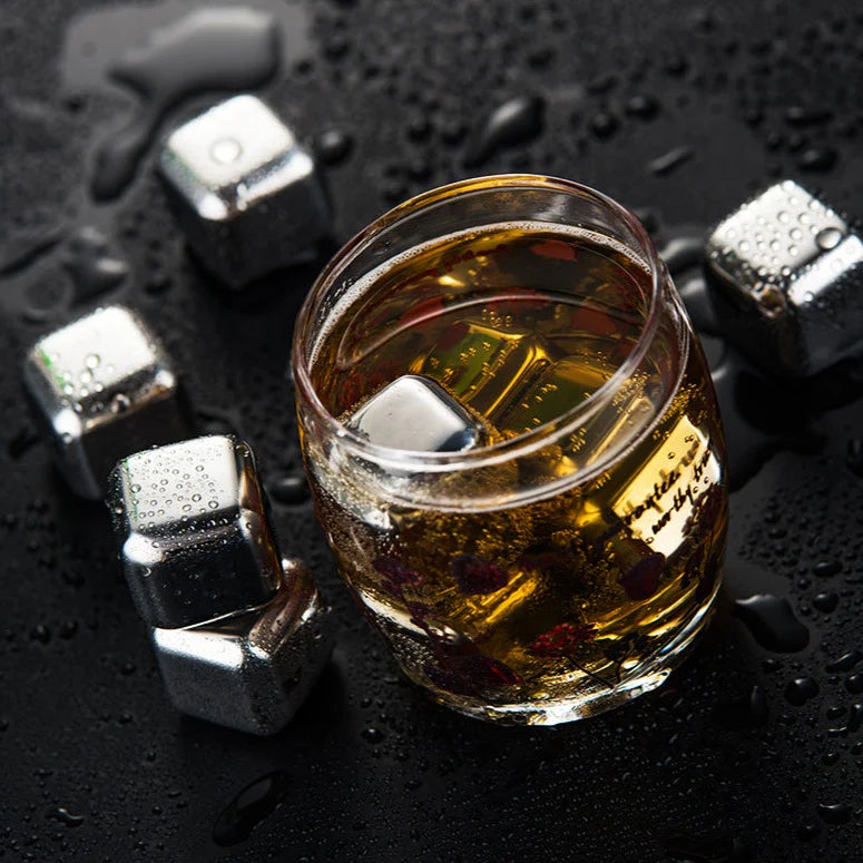 Stainless Steel Ice Cubes — Set of 8