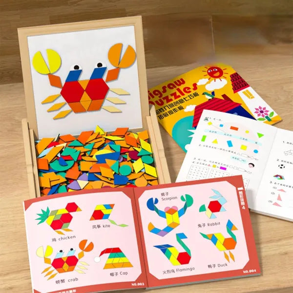 Wooden Magnetic Pattern Blocks Set – 168 PCS