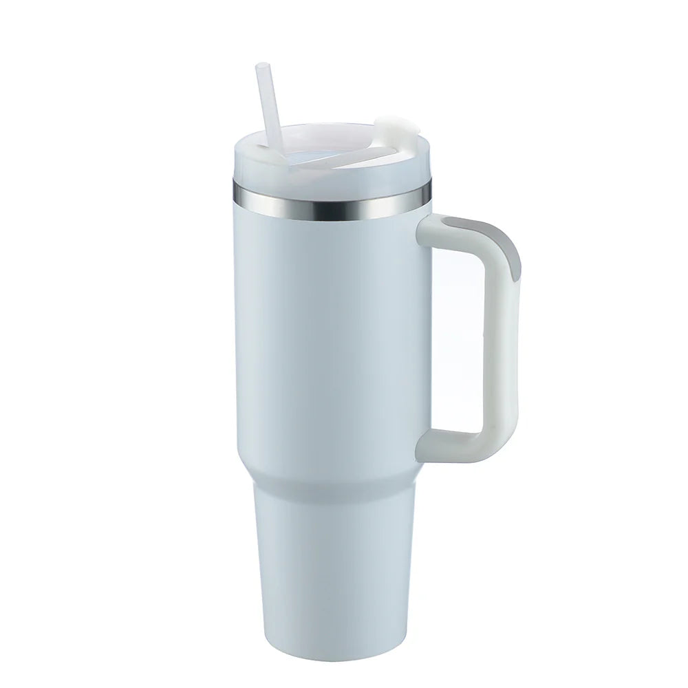 Stainless Steel Vacuum Flask with Straw - 40 oz