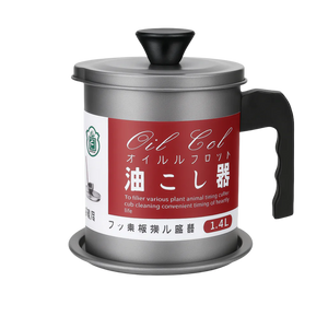Container with a red label featuring text and branding on a white background