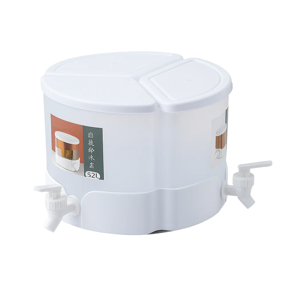 White water dispenser with two spouts on a white background