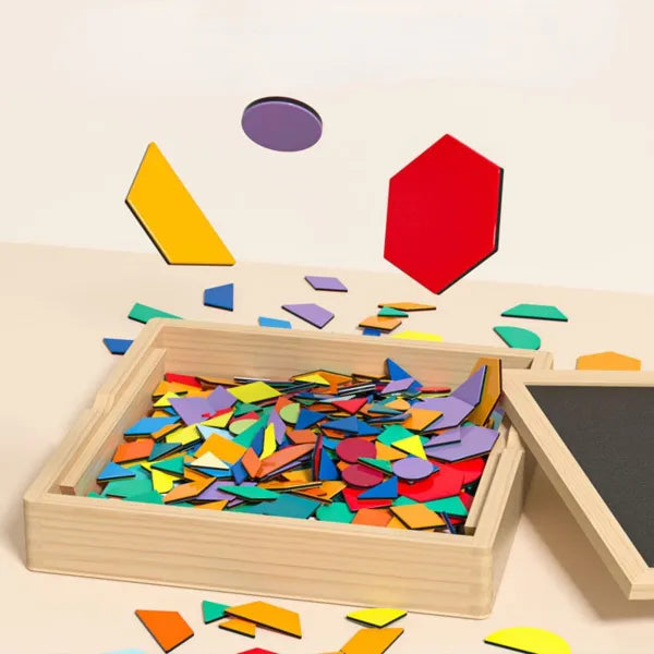 Wooden Magnetic Pattern Blocks Set – 168 PCS