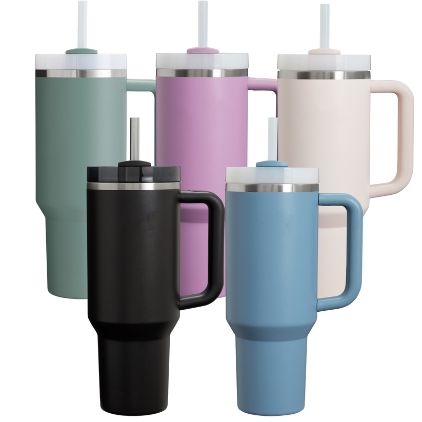 Stainless Steel Vacuum Flask with Straw - 40 oz