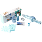 Spray bubble gun and accessories on a transparent background