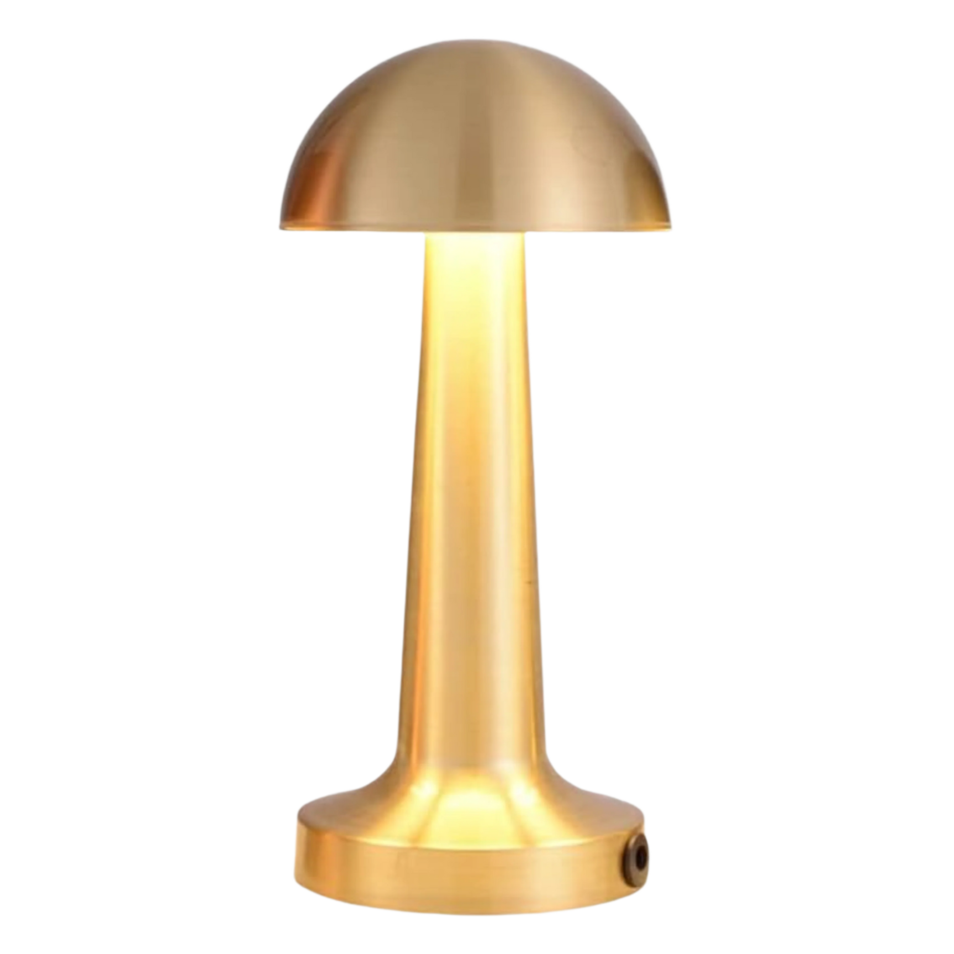Gold dome-shaped rechargeable cordless table lamp with touch control and 3 color modes, ideal for modern home and office décor.
