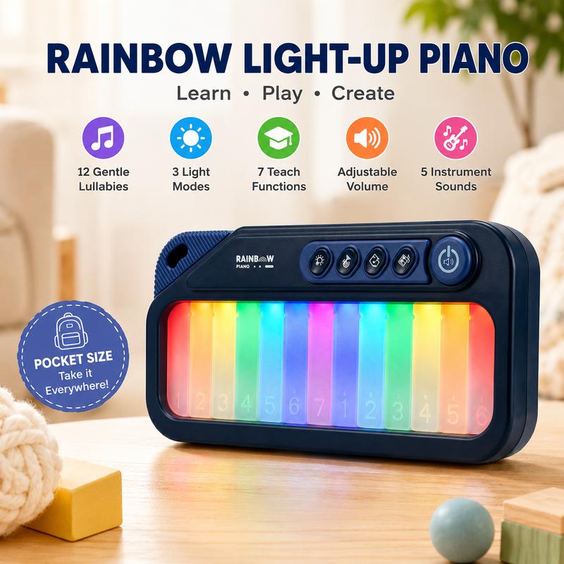 Electronic Coloured Lights Piano shown in detail – interactive & musical toys for kids