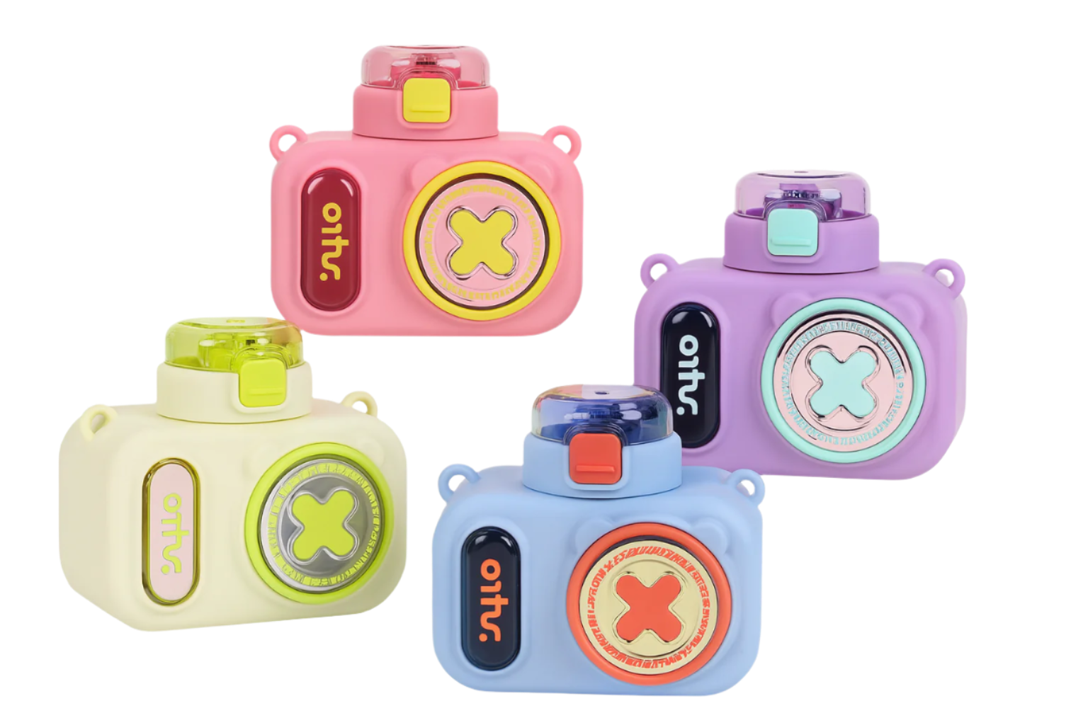 Set of colorful toy cameras with 'oth.' branding on a white background
