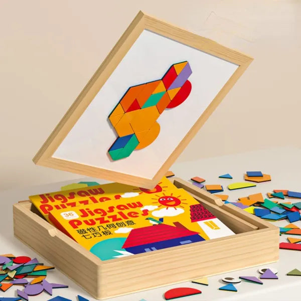 Wooden Magnetic Pattern Blocks Set – 168 PCS
