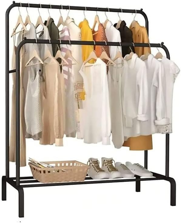 Metal Clothes Hanger Organizer with Bottom Storage Rack