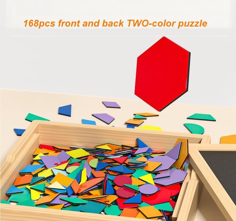 Wooden Magnetic Pattern Blocks Set – 168 PCS