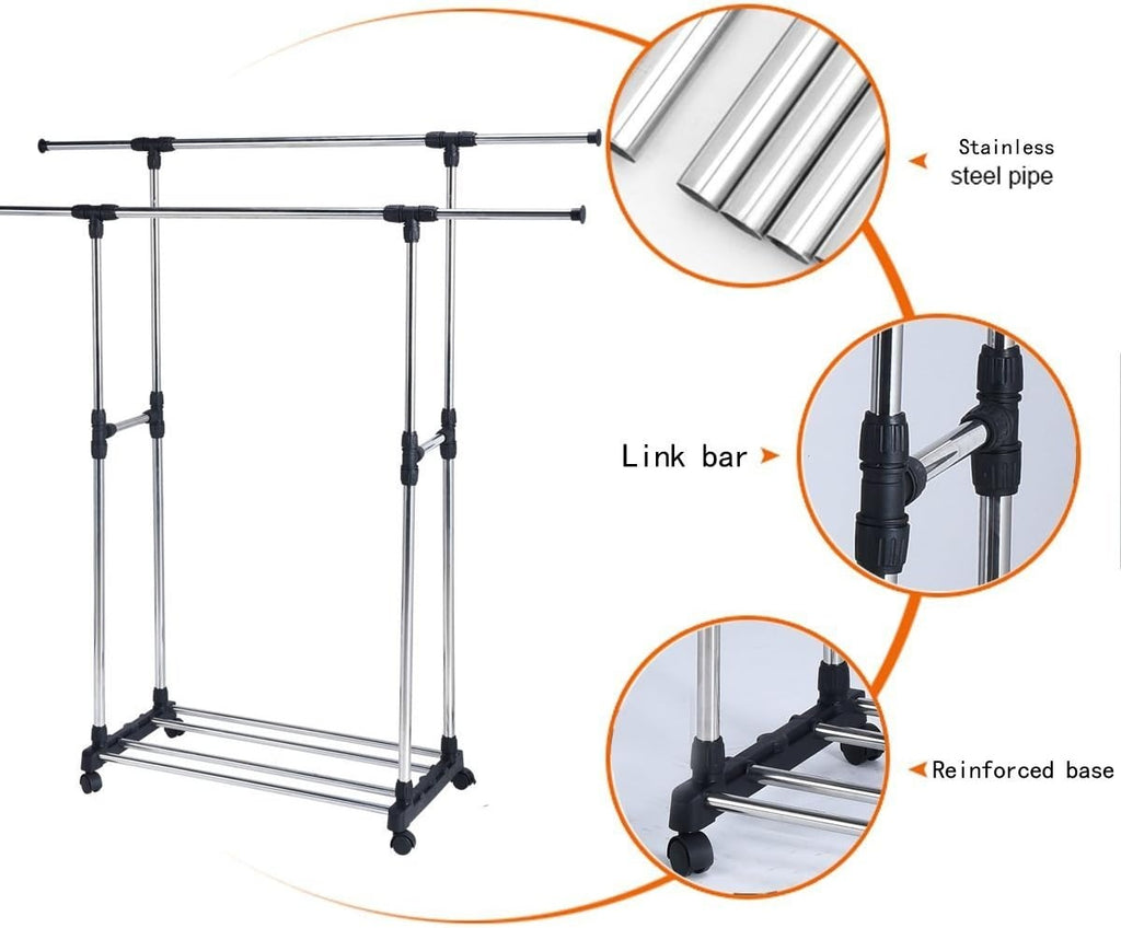Double Rail Adjustable Garment Rack