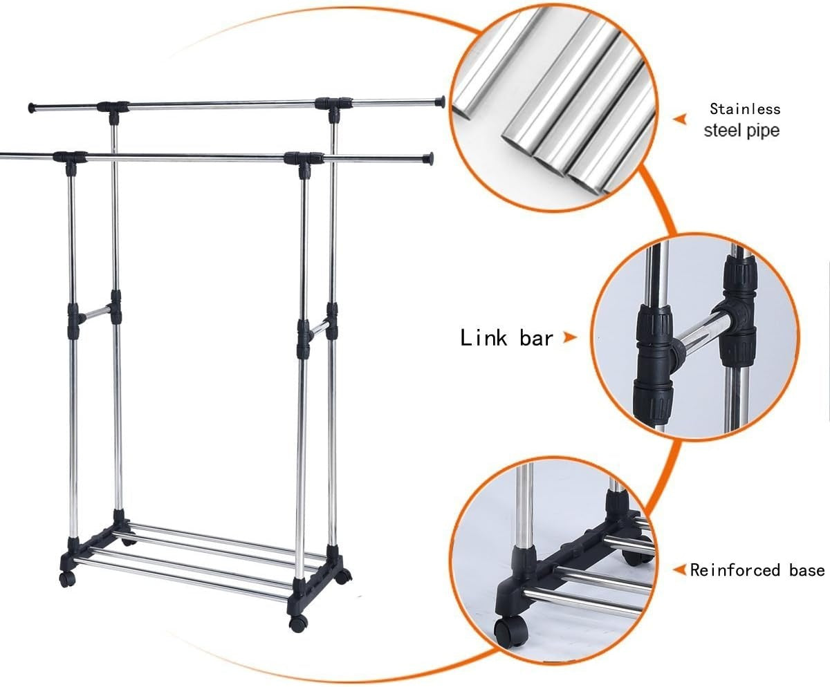 Double Rail Adjustable Garment Rack