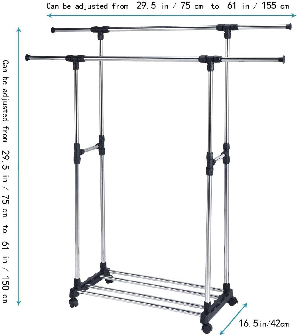 Double Rail Adjustable Garment Rack