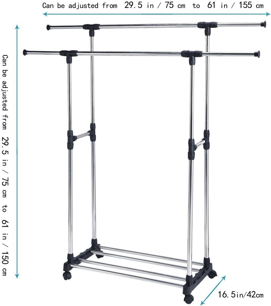 Double Rail Adjustable Garment Rack