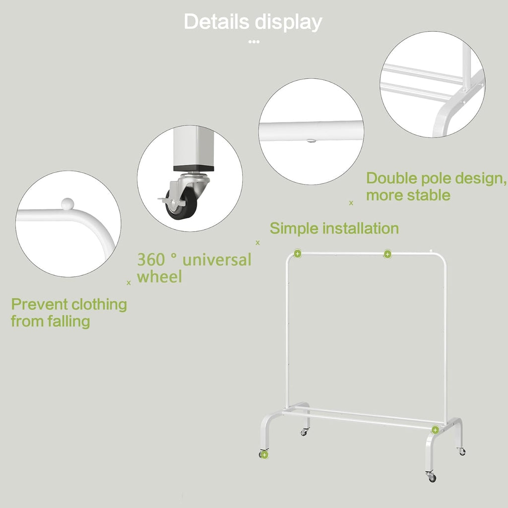 Metal Clothing Rack with Wheels