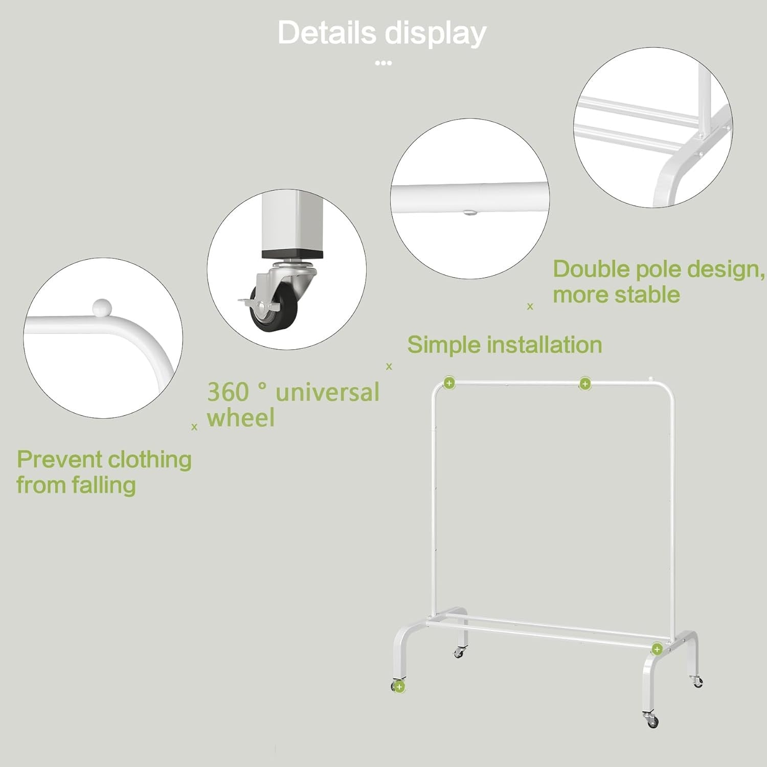 Metal Clothing Rack with Wheels