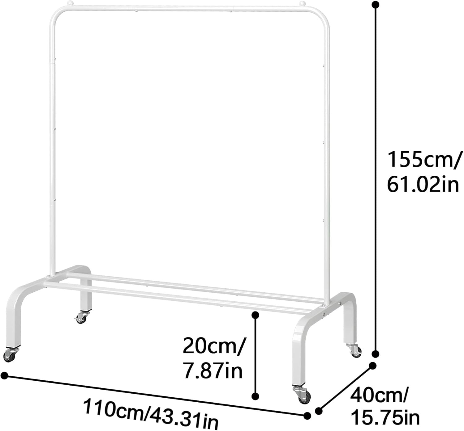 Metal Clothing Rack with Wheels