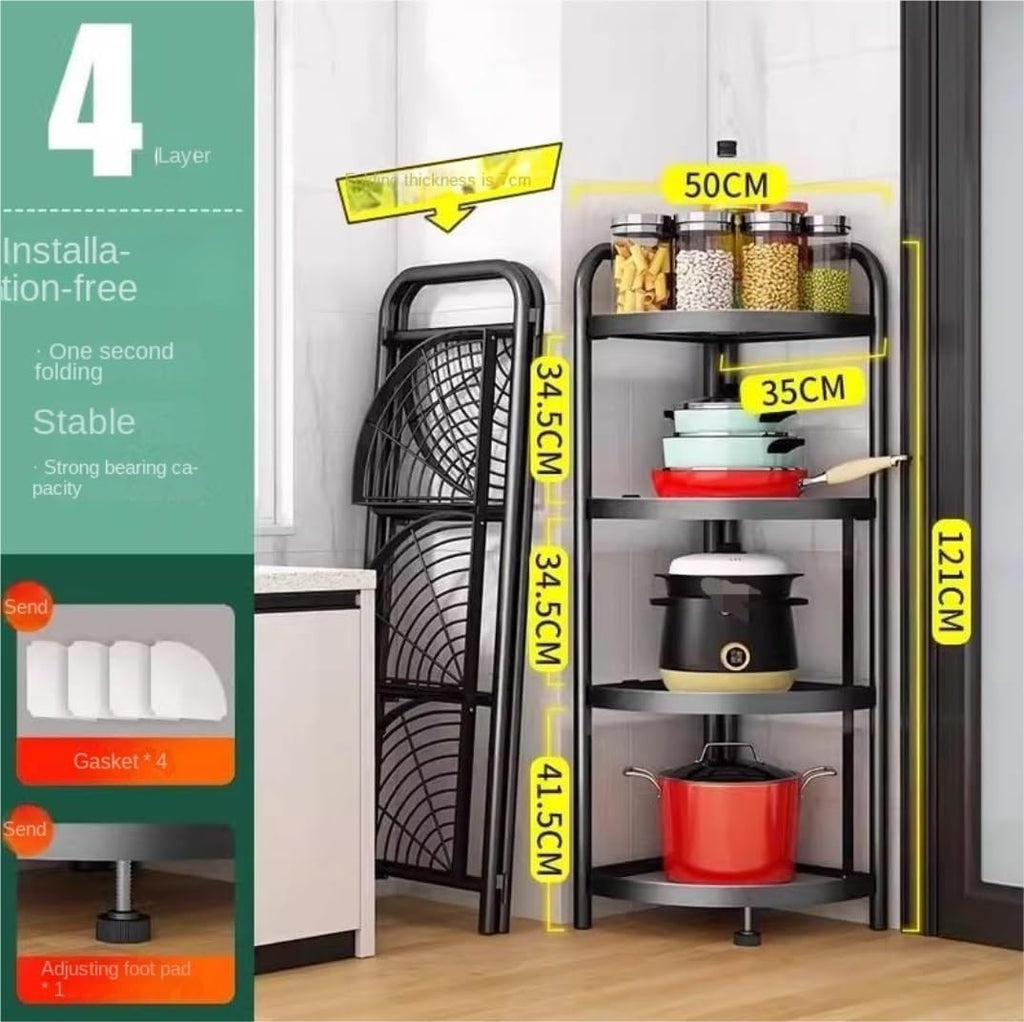 Foldable Corner Shelf Rack (4-Tier)