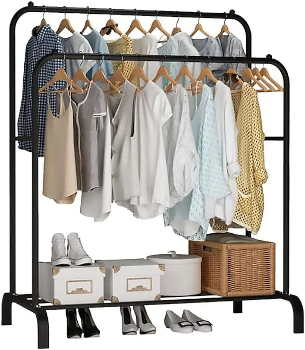 Metal Clothes Hanger Organizer with Bottom Storage Rack