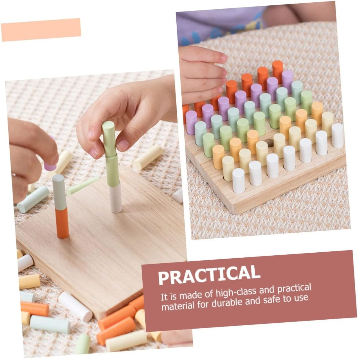 Wooden Color Sorting and Stacking Toy Set