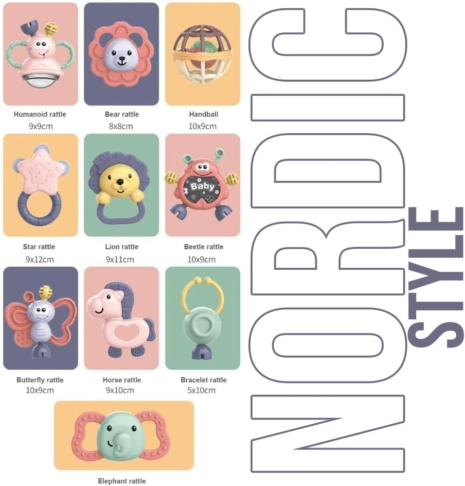 7 Pcs Baby Rattle Teether Set