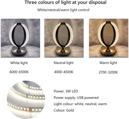 3W LED Oval Crystal Table Lamp