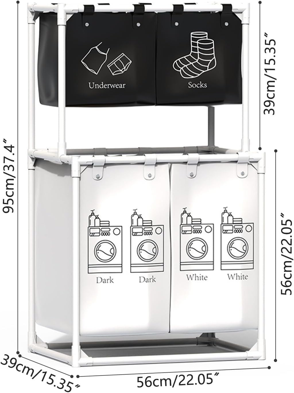 Laundry Sorter with Removable Bags