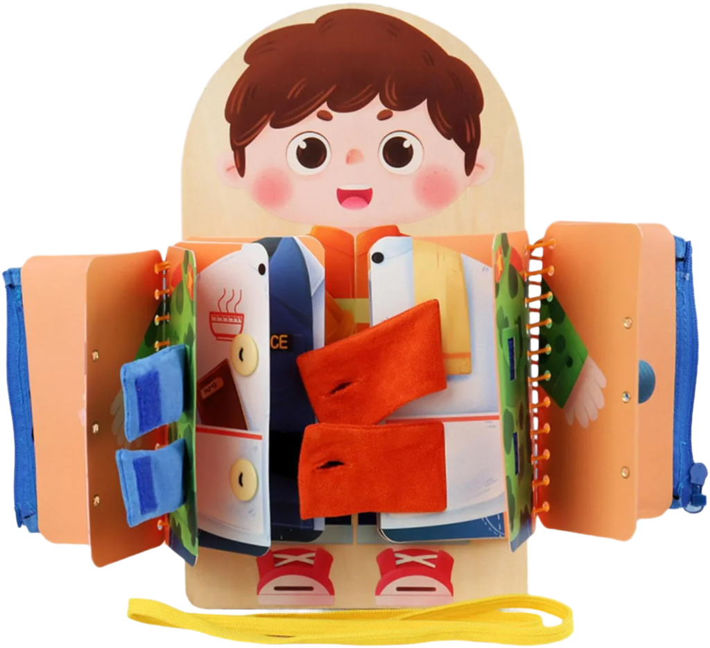 Colorful children's book with a character on a white background