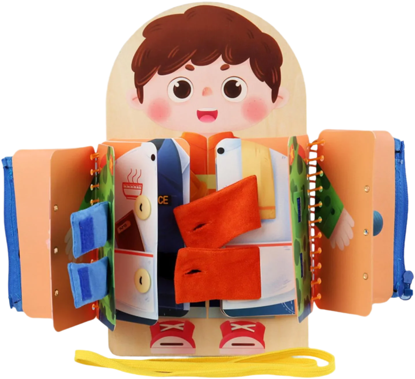 Colorful children's book with a character on a white background