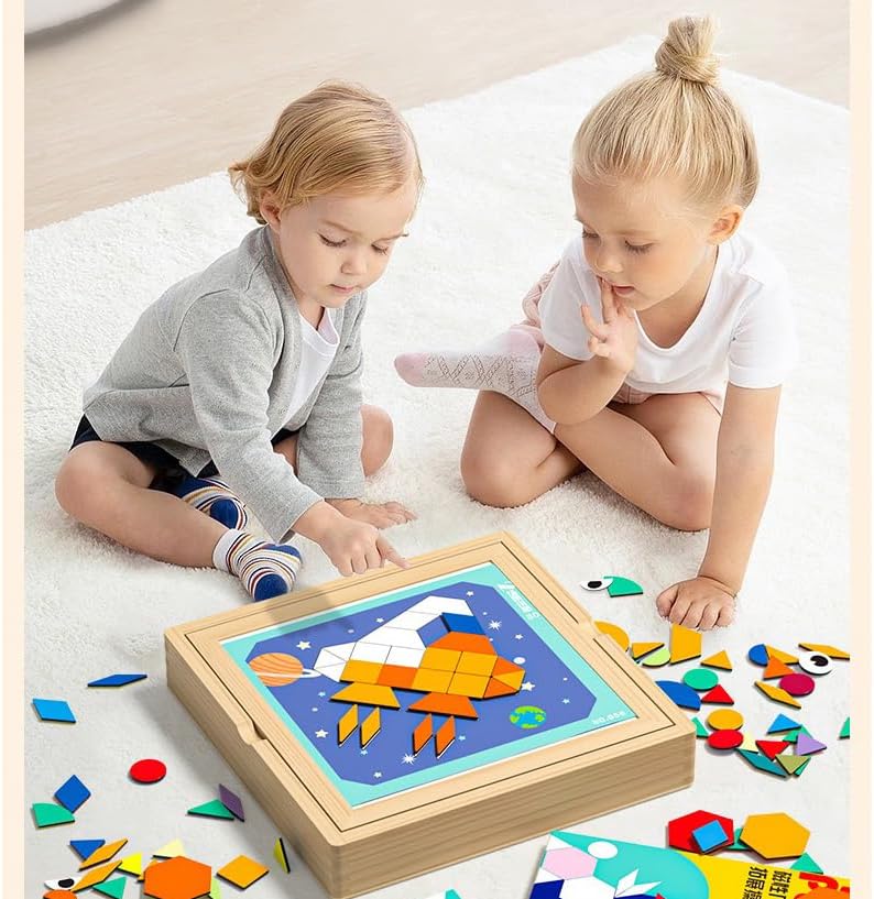 Wooden Magnetic Pattern Blocks Set – 168 PCS