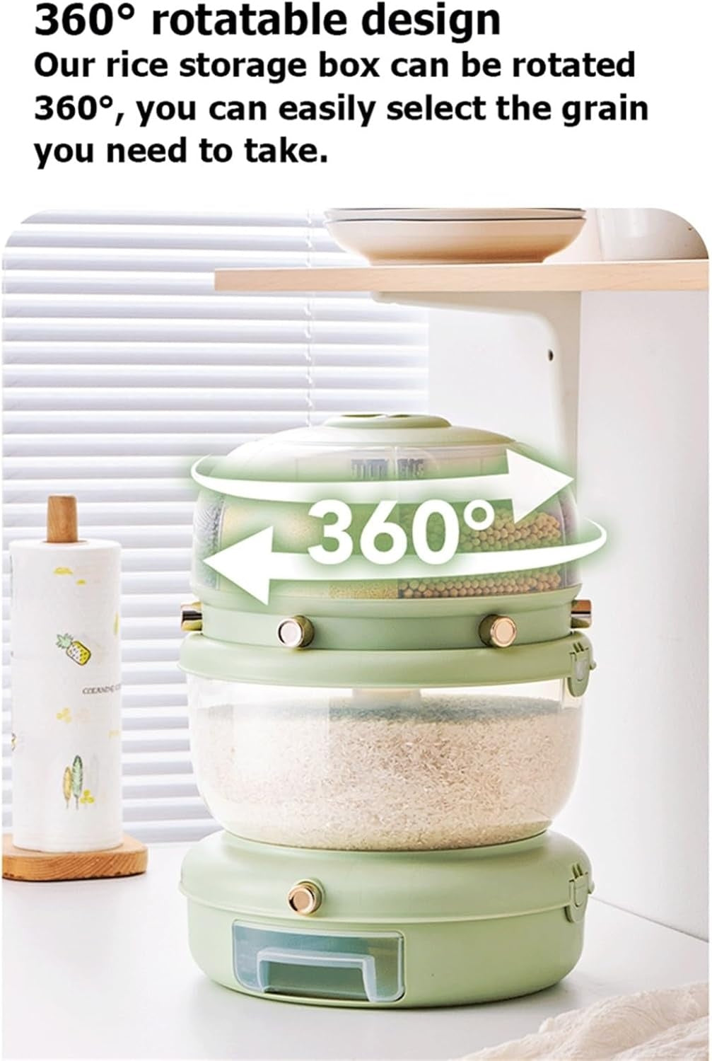 360° Rotating Rice Dispenser with Egg Tray