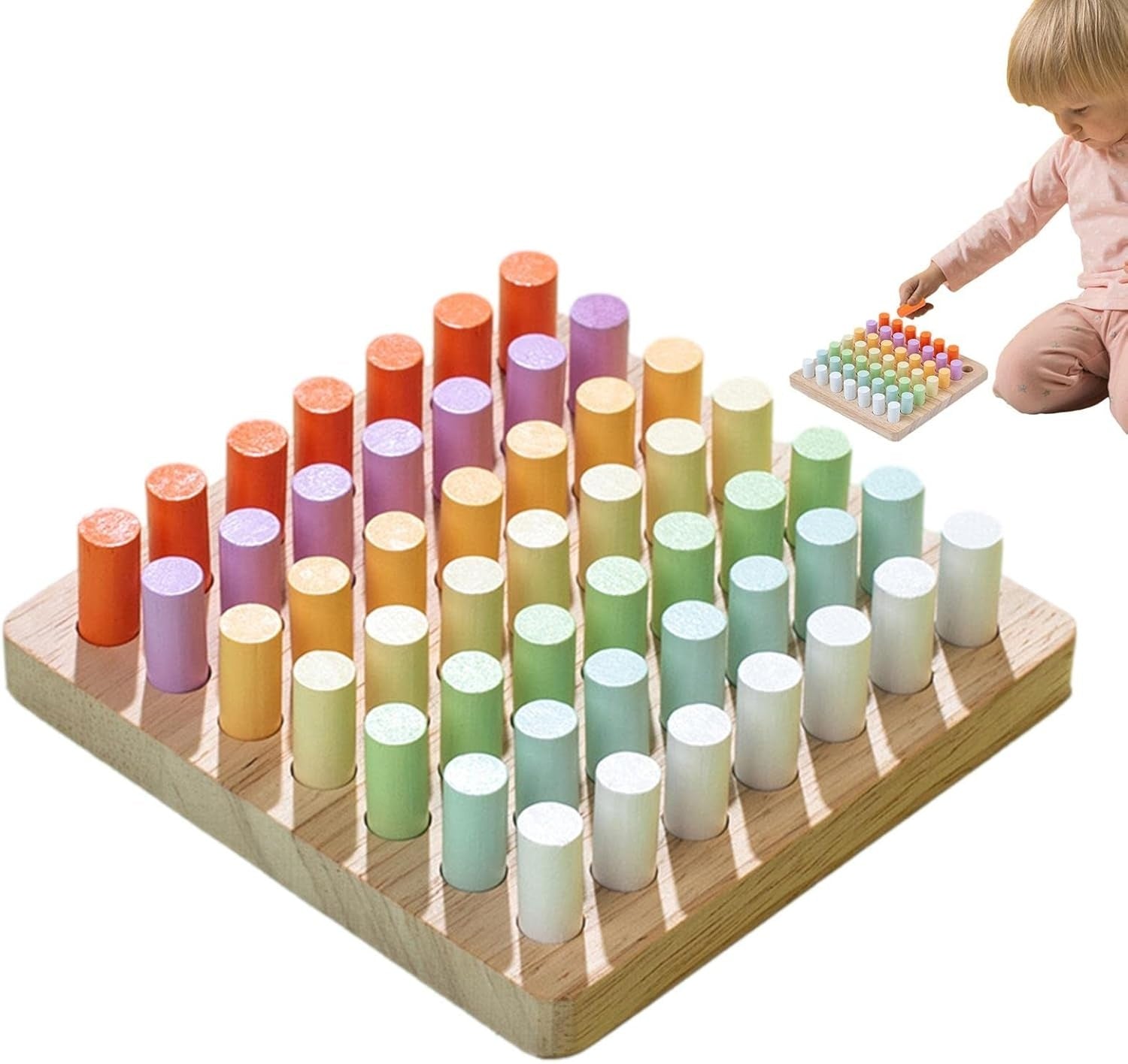Wooden Color Sorting and Stacking Toy Set