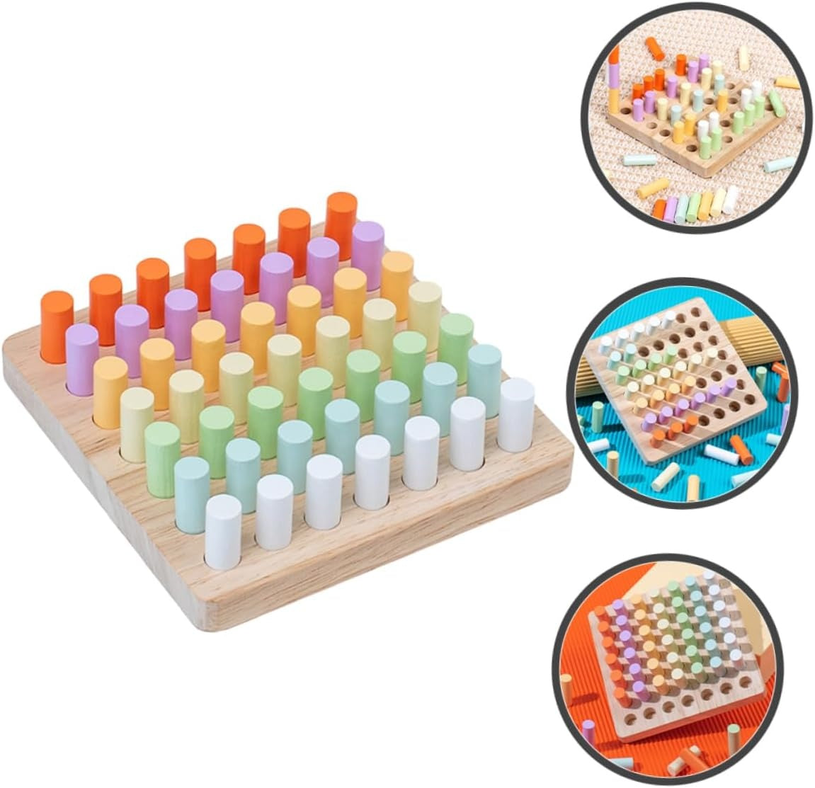 Wooden Color Sorting and Stacking Toy Set
