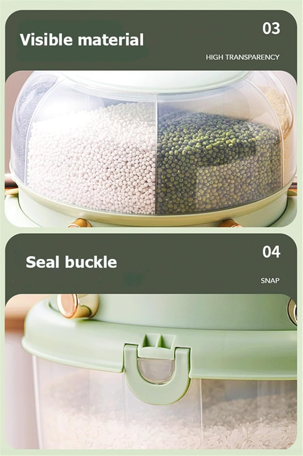 360° Rotating Rice Dispenser with Egg Tray