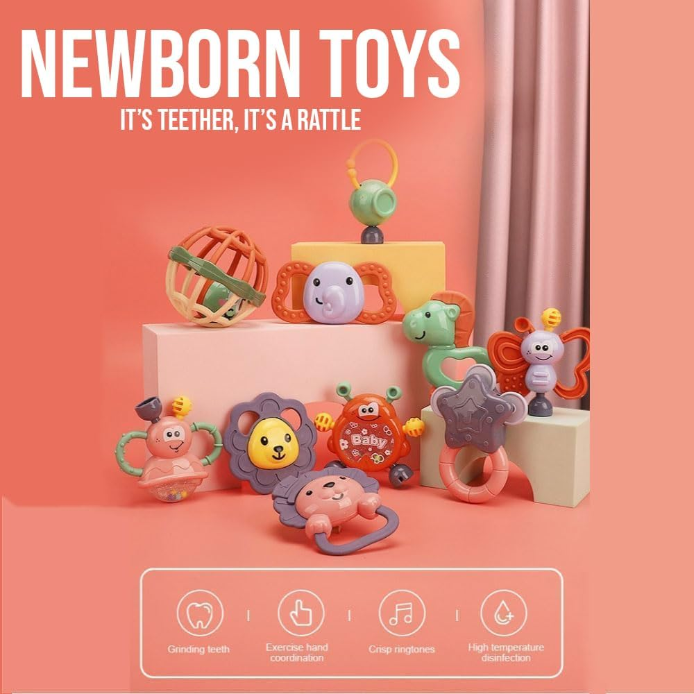 7 Pcs Baby Rattle Teether Set