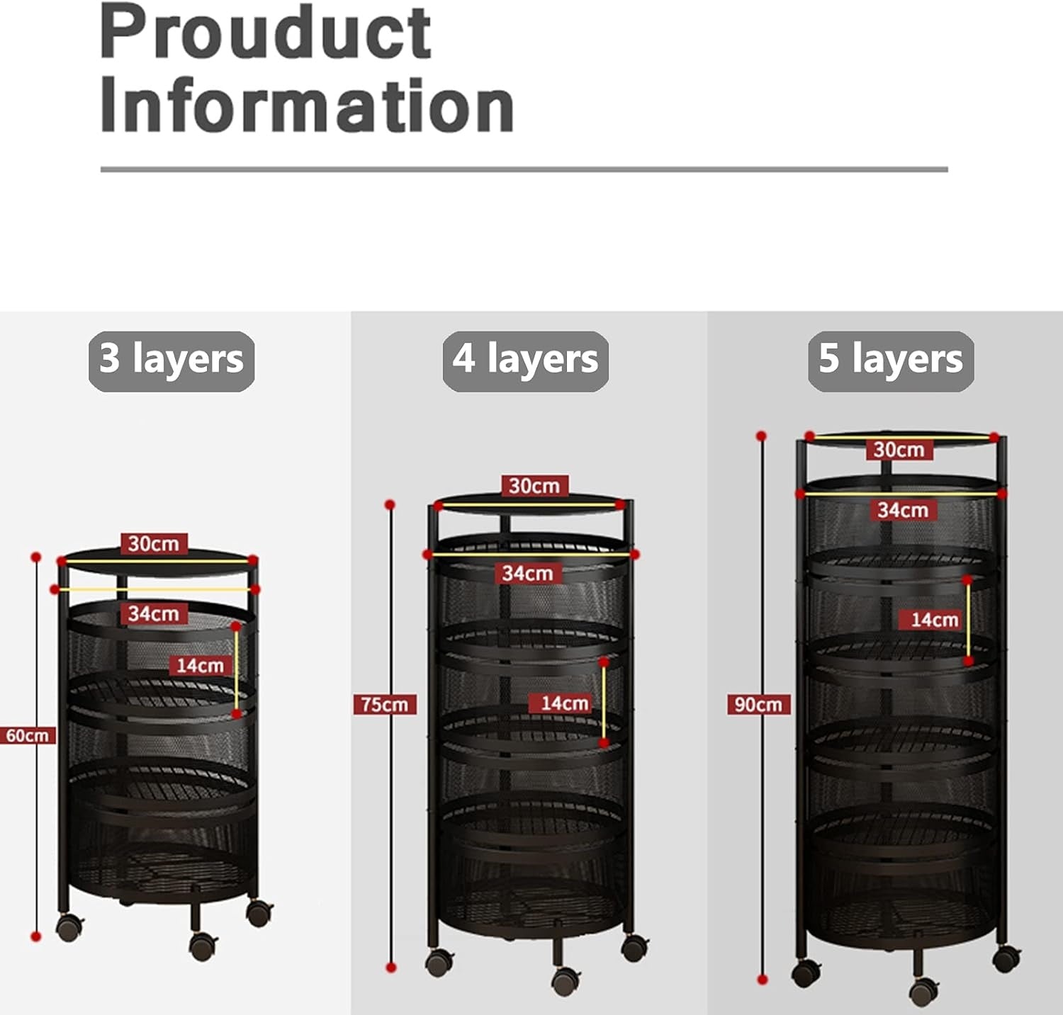 360° Rotating Kitchen Storage Trolley