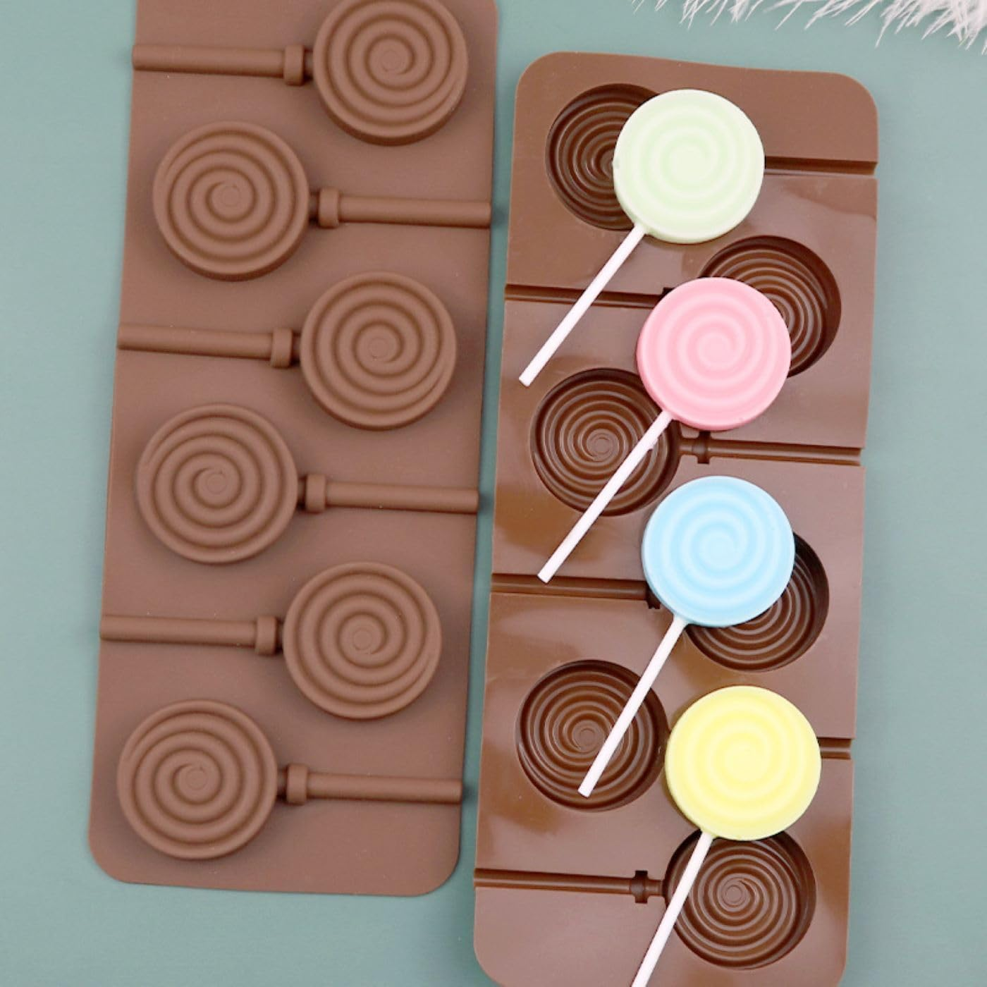 Silicone Lollipop Mold - Round Swirl Design