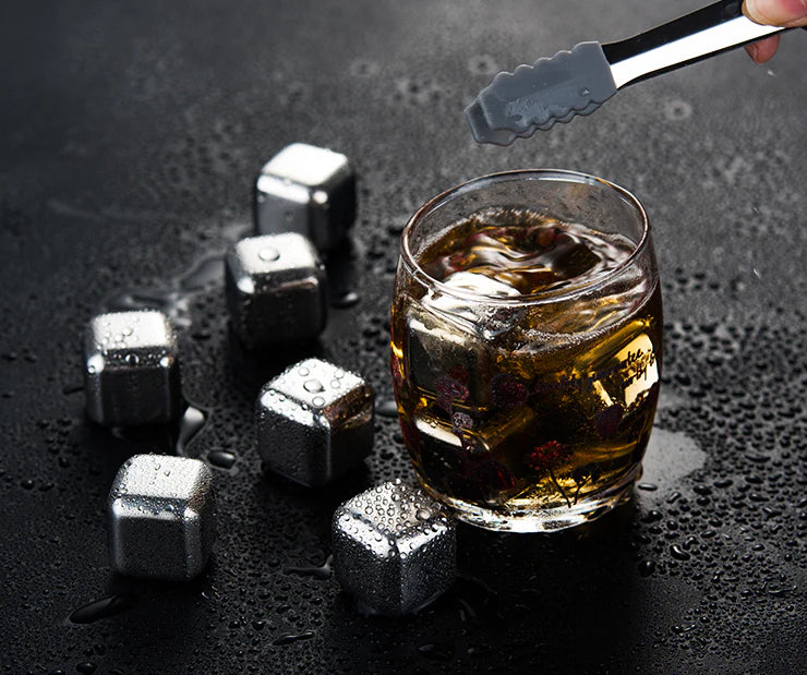 Stainless Steel Ice Cubes — Set of 8